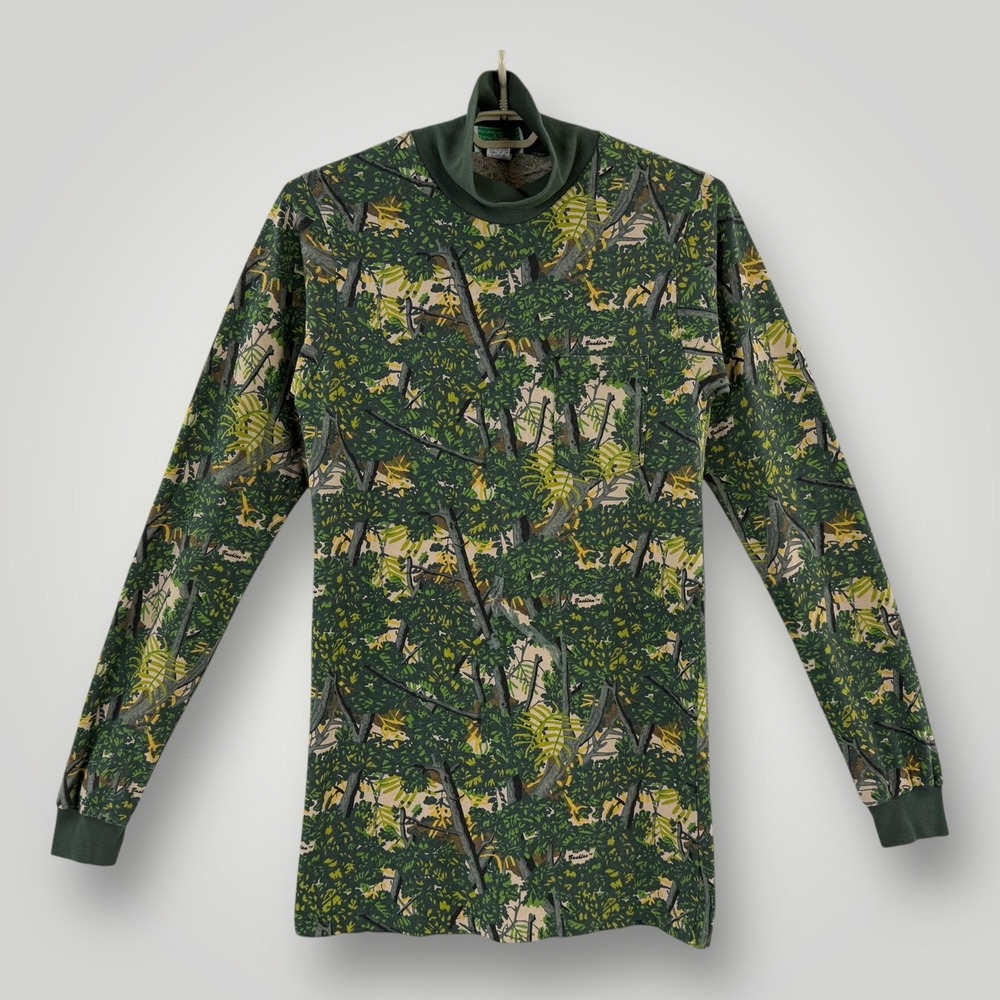 Vintage Bushlan Shirt Mens Large Woodland Camo Long Sleeve Cotton‎ Made In USA